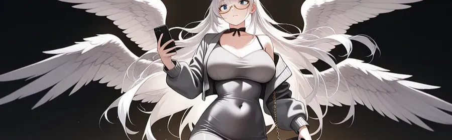 白い翼を広げたアニメ調の堕天使キャラクター