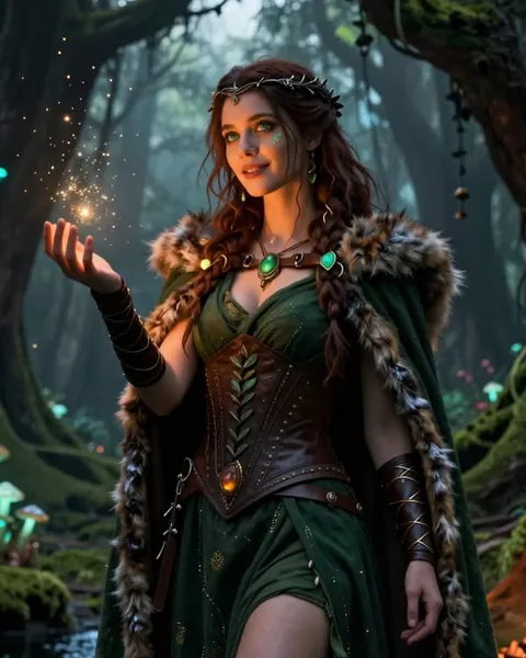 森の魔法を操る大人の女性キャラ、ドルイド